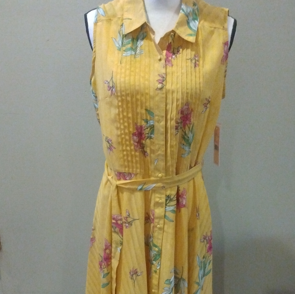 Nanette Lepore Yellow Floral Midi Dress
